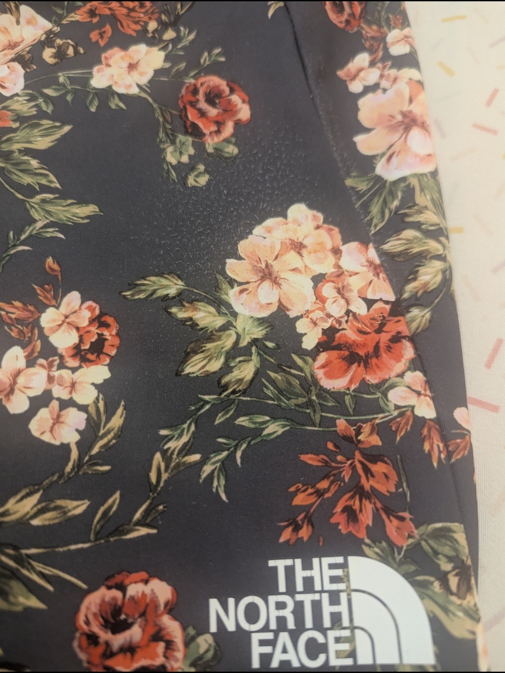 The North Face Floral Active Leggings - Pink & Green on Charcoal - Picture 2 of 3